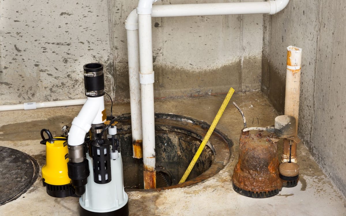 Failed sump pump being replaced